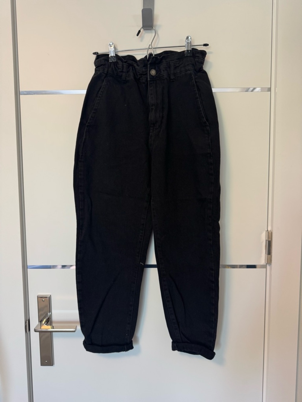 Black High-Waist Paperbag Women’s Jeans